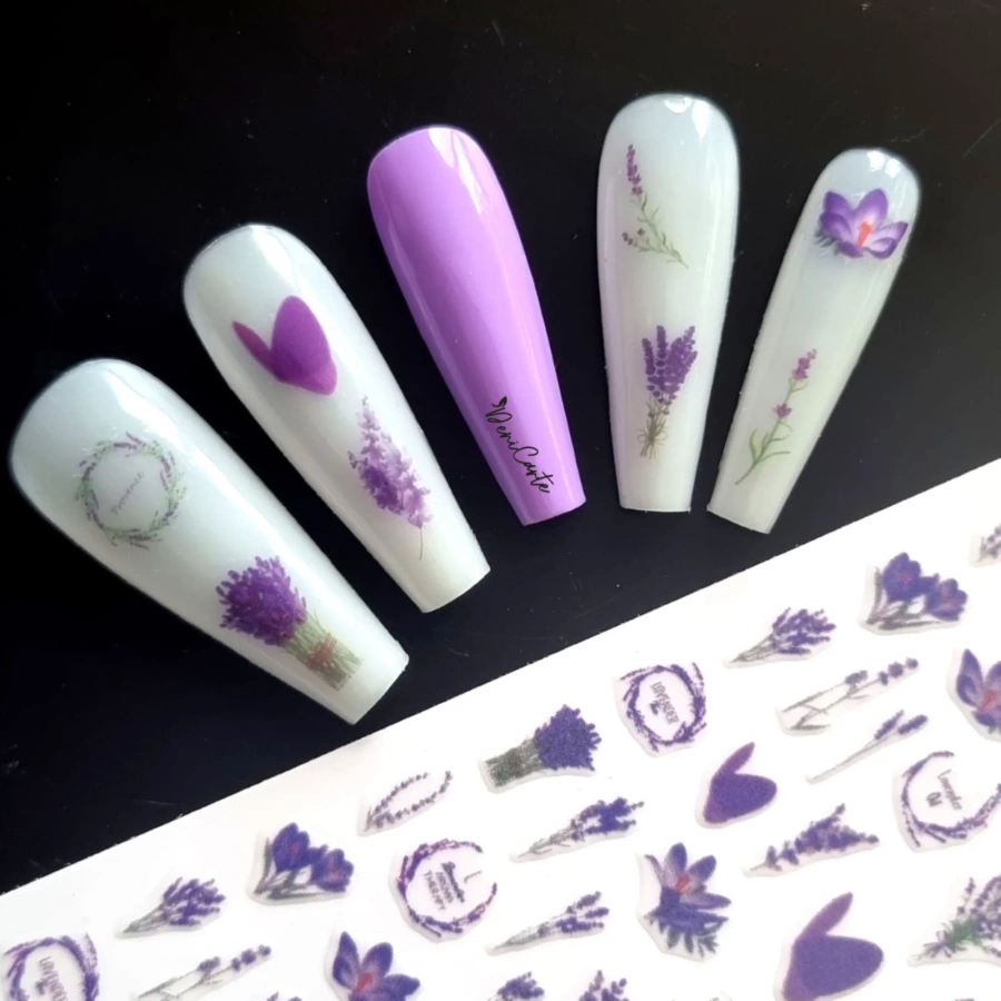 Samoprzylepne naklejki do paznokci lawenda