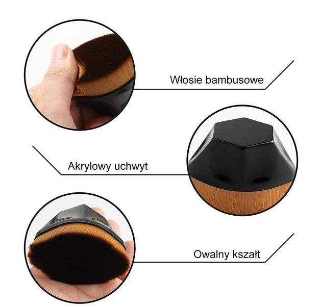 Pędzel jednolity do podkładu gęsty miękki