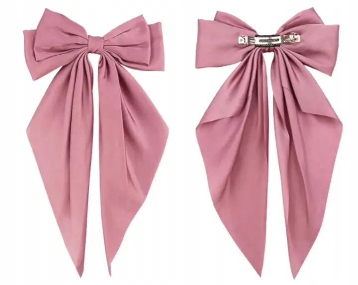 Ozdobna kokarda do włosów na spince różowa