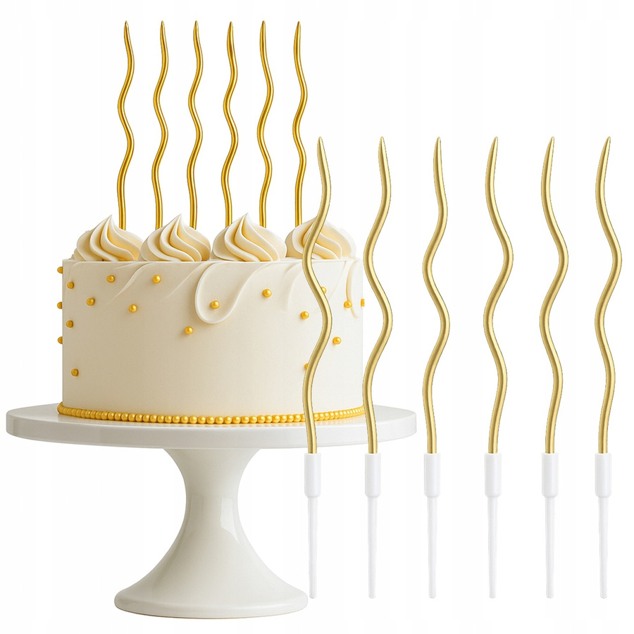 Świeczki na tort złote 6 szt. 15 cm