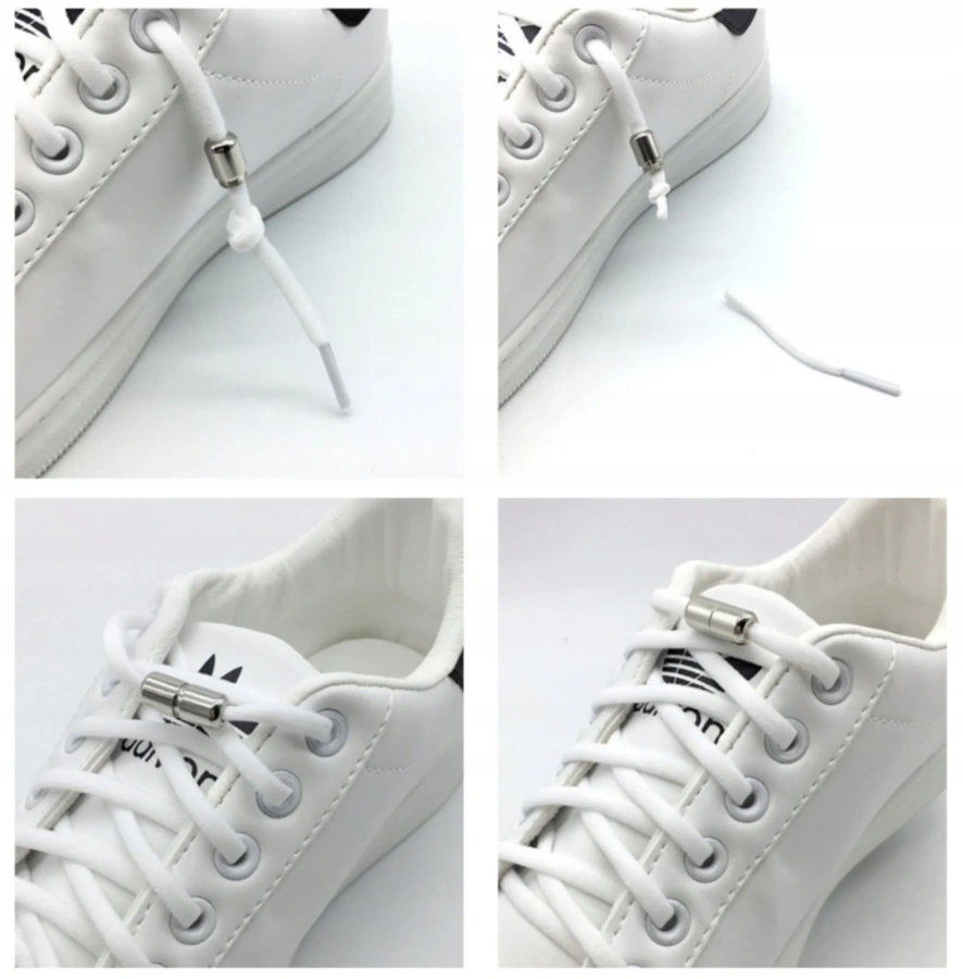 Sznurowadła białe bez wiązania elastyczne samozaciskowe