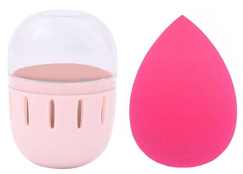 Gąbka do makijażu blender pink + etui