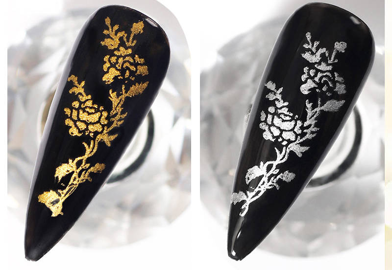 Zestaw do stemplowania paznokci lakiery silver, gold + blaszka