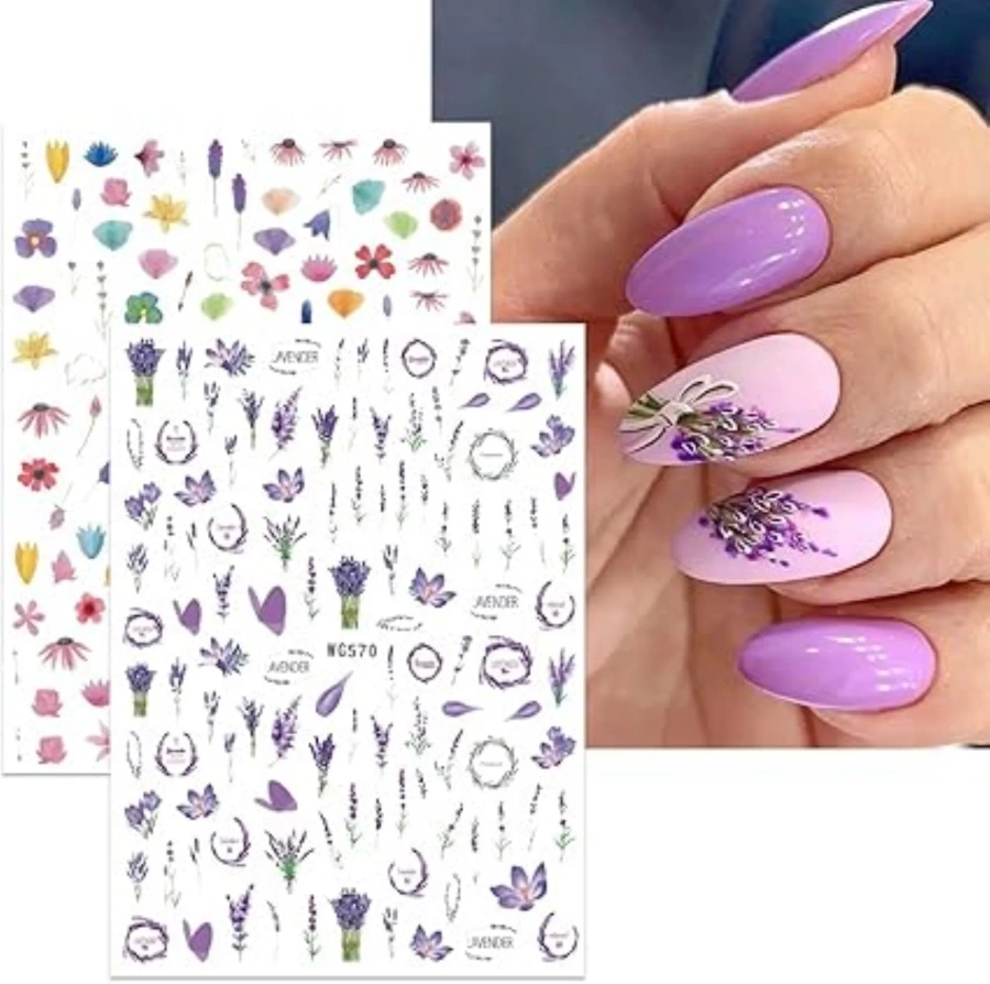 Samoprzylepne naklejki do paznokci lawenda