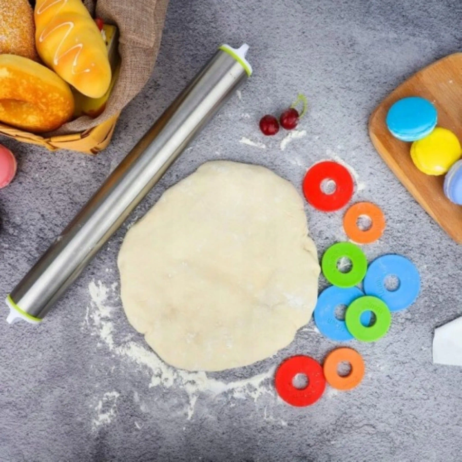 Regulowany stalowy wałek do ciasta 43 cm