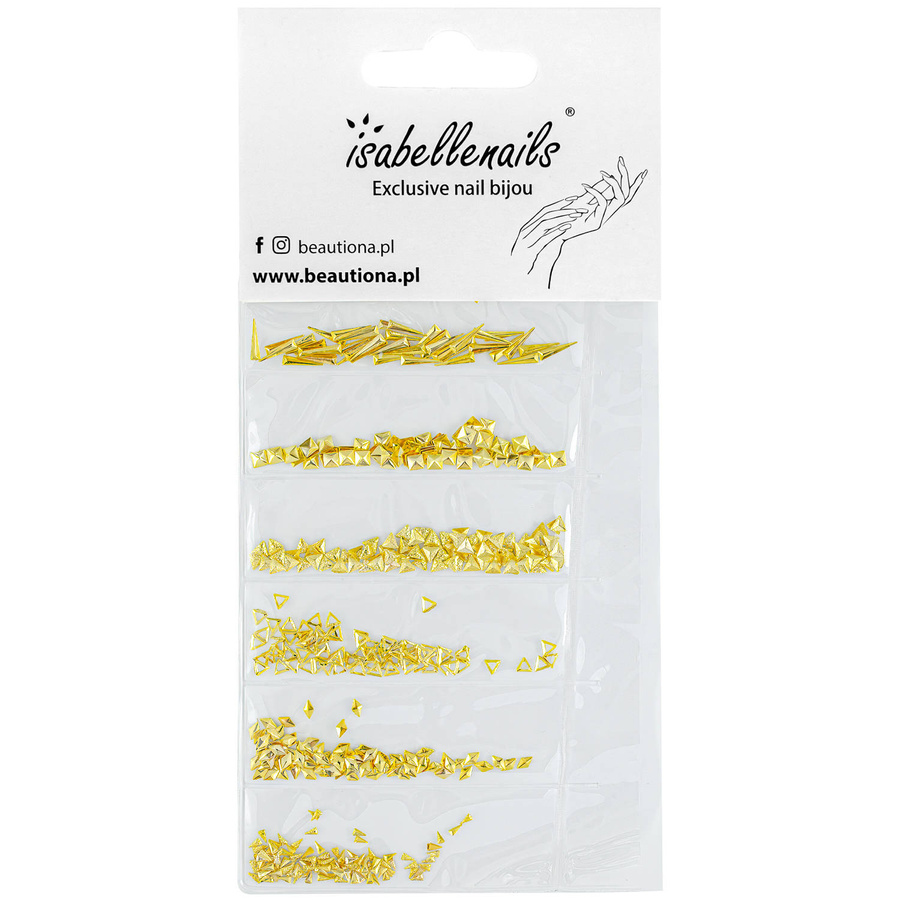 Ozdoby do paznokci, gwiazdki ćwieki złote 3D 300 sztuk