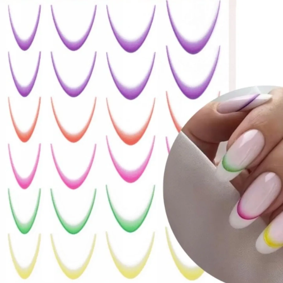 Naklejki na paznokcie french ombre mix kolorów