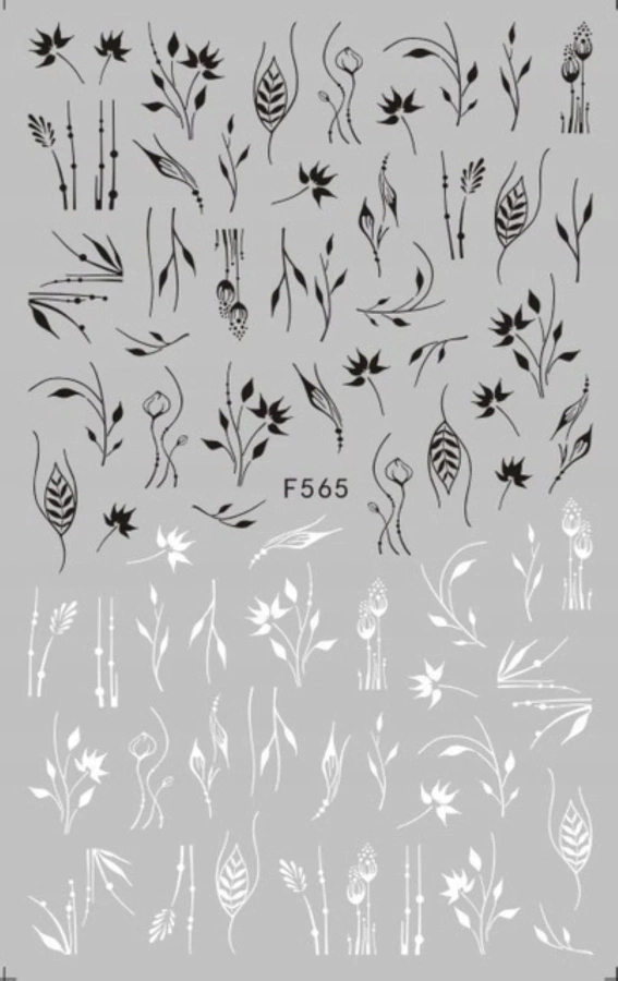 Samoprzylepne naklejki do paznokci z motywami kwiatów i liści