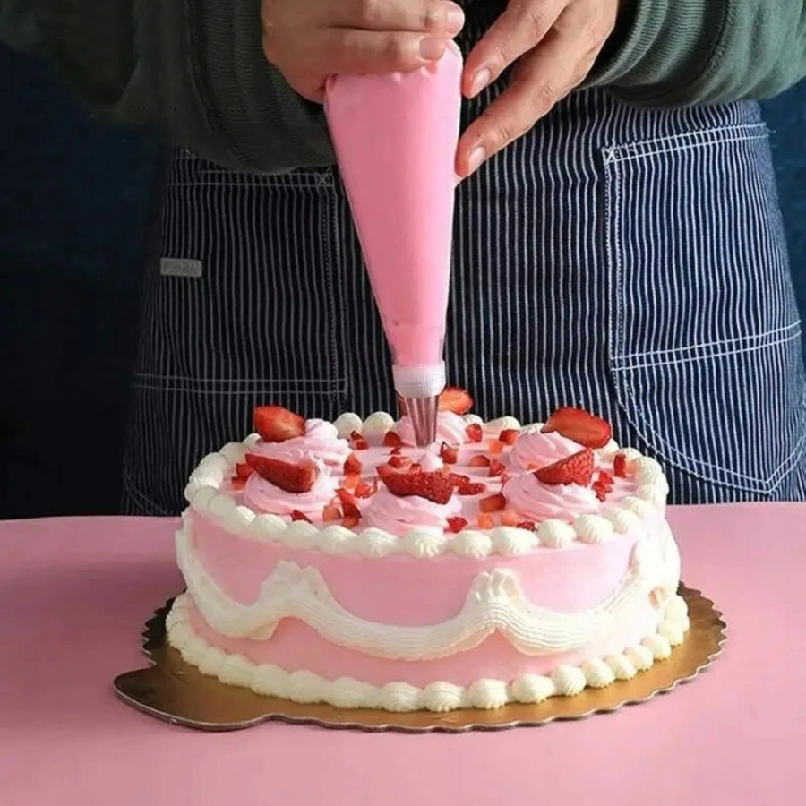 Silikonowy rękaw cukierniczy różowy zestaw