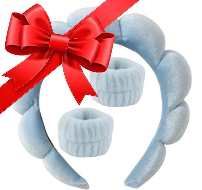 Kosmetyczna opaska na głowę i nadgarstki do makijażu