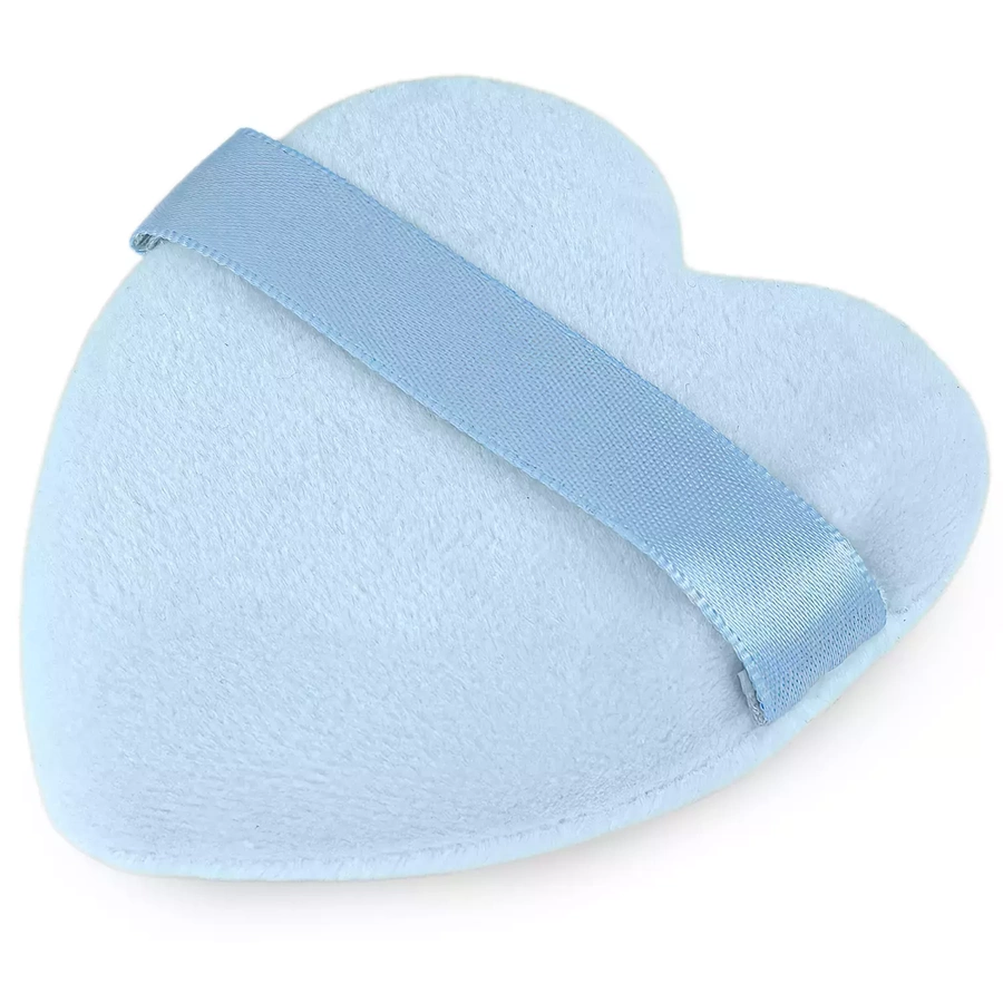 Puszek do pudru sypkiego puff welurowy serce blue