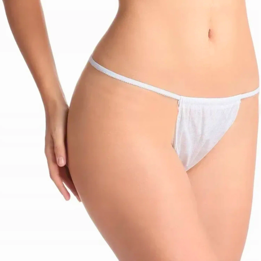 Włókninowe Stringi Majtki Jednorazowe Białe Damskie Masażu Zabiegów 100szt.