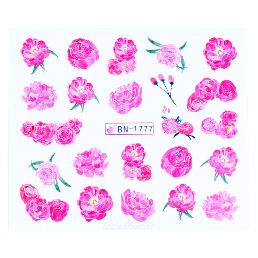 Naklejki wodne na paznokcie kwiaty piwonie BN-1777