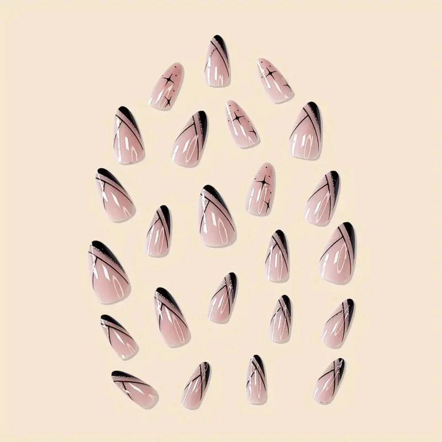 Samoprzylepne tipsy do paznokci czarne 24 szt