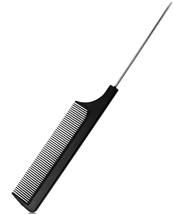 Grzebień ze szpikulcem do rozdzielania pasemek czarny