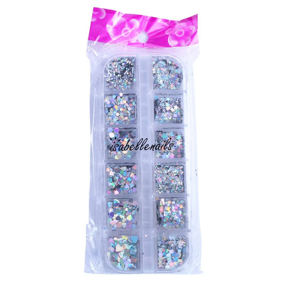 Holo ozdoby do paznokci - mix 12 wzorów