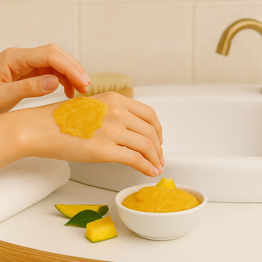 Peeling cukrowy gruboziarnisty do ciała o zapachu mango 250 ml