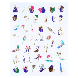 Naklejki 3D na paznokcie złote twarze line art JO-1598