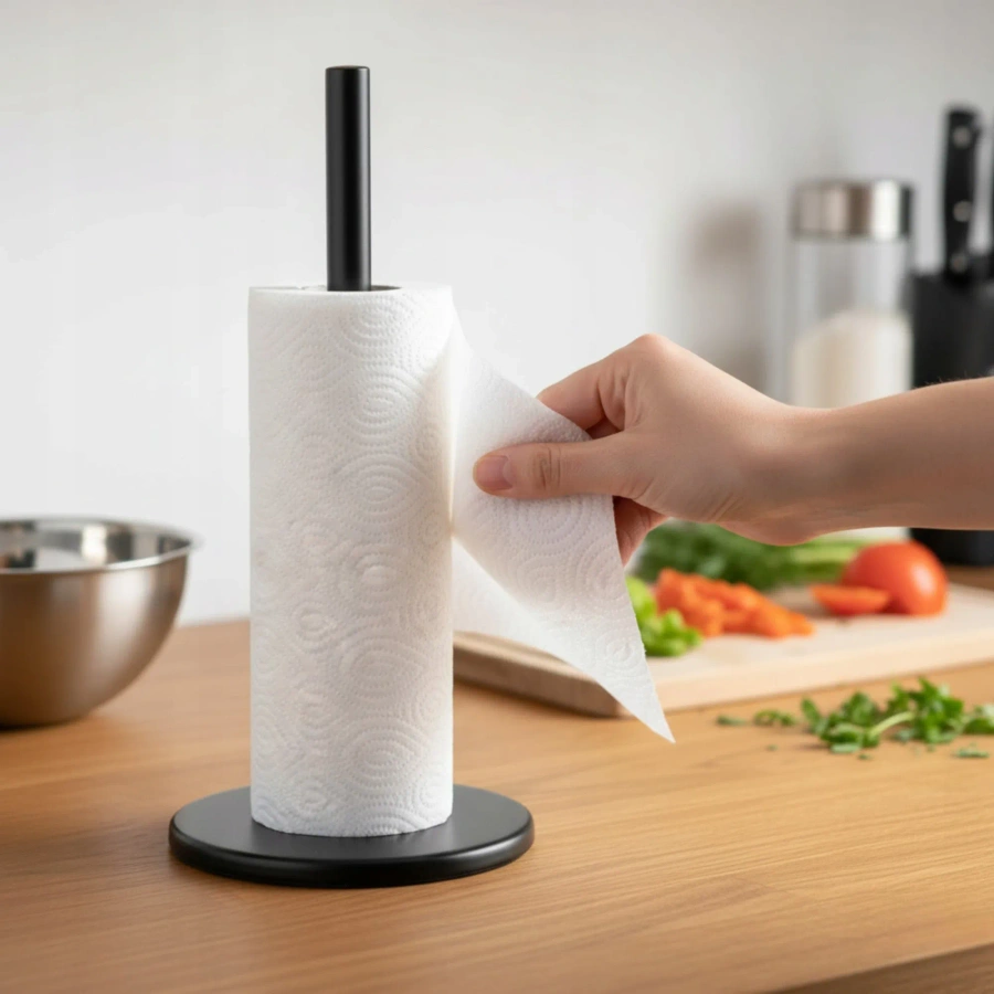 Uchwyt stojak na ręcznik papierowy kuchenny czarny 32x15 cm