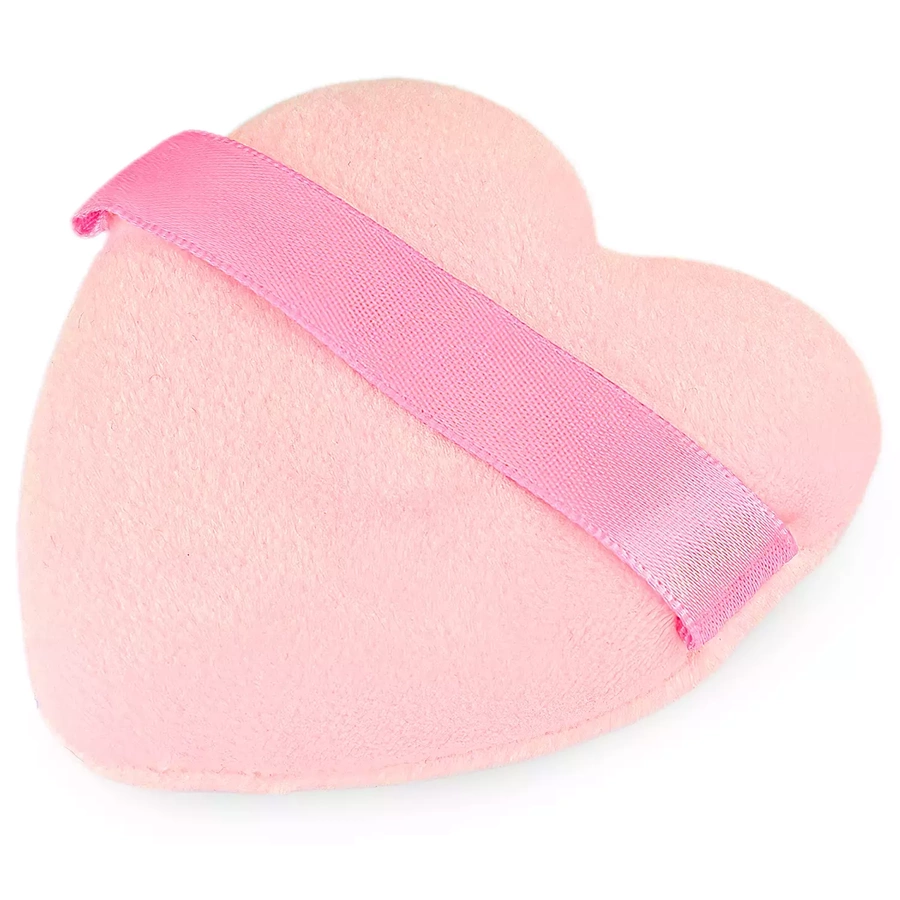 Puszek do pudru sypkiego puff welurowy serce róż