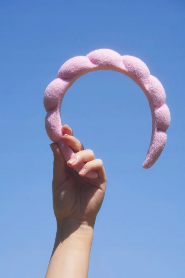 Kosmetyczna opaska do włosów chmurka różowa