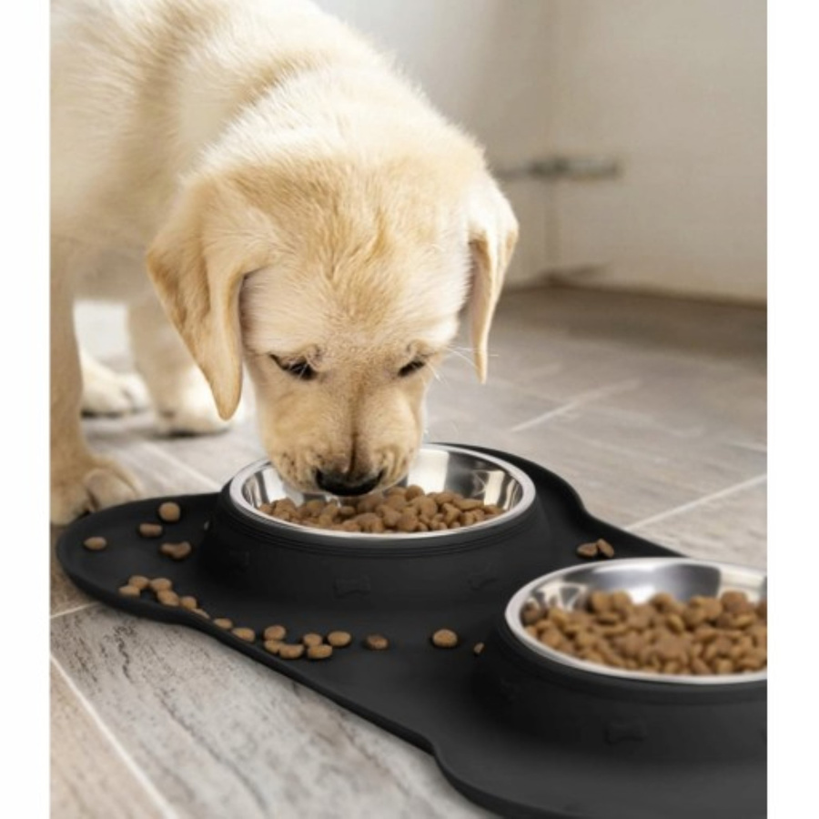 Podwójna miska metalowa dla psa i kota 45x25 cm