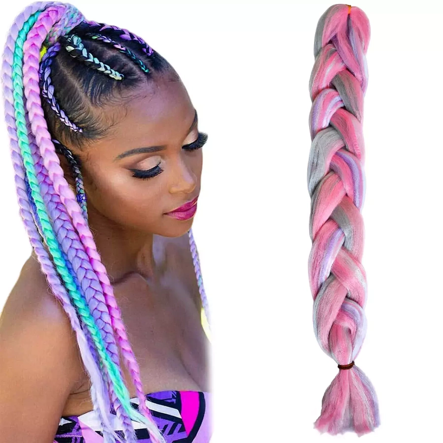 Kolorowe włosy syntetyczne do warkoczyków pastelowe
