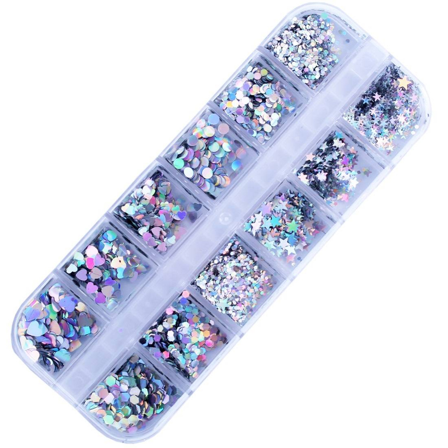 Holo ozdoby do paznokci - mix 12 wzorów