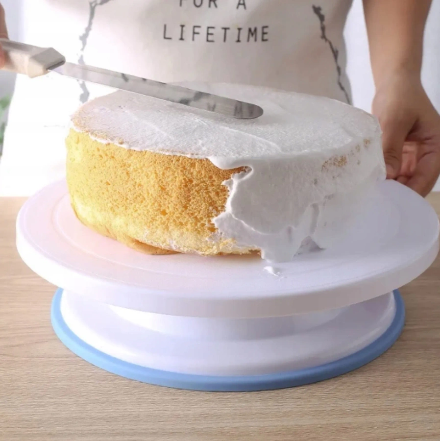 Patera Obrotowa do Dekorowania Tortów 28 cm. Stabilny Talerz / Stojak na Ciasto. Biała.