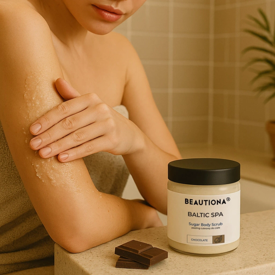 Peeling cukrowy gruboziarnisty do ciała o zapachu czekolada 250 ml