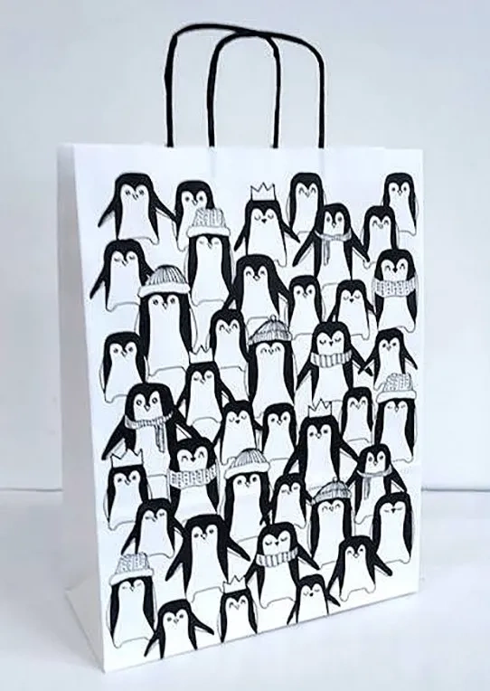 Świąteczna torba prezentowa z pingwinami