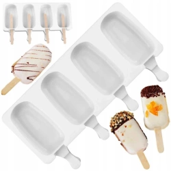 Zestaw silikonowych foremek do lodów z patyczkami