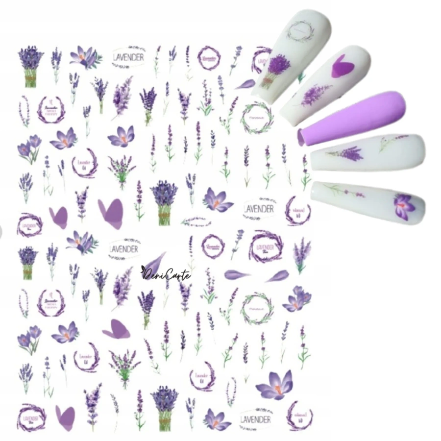 Samoprzylepne naklejki do paznokci lawenda