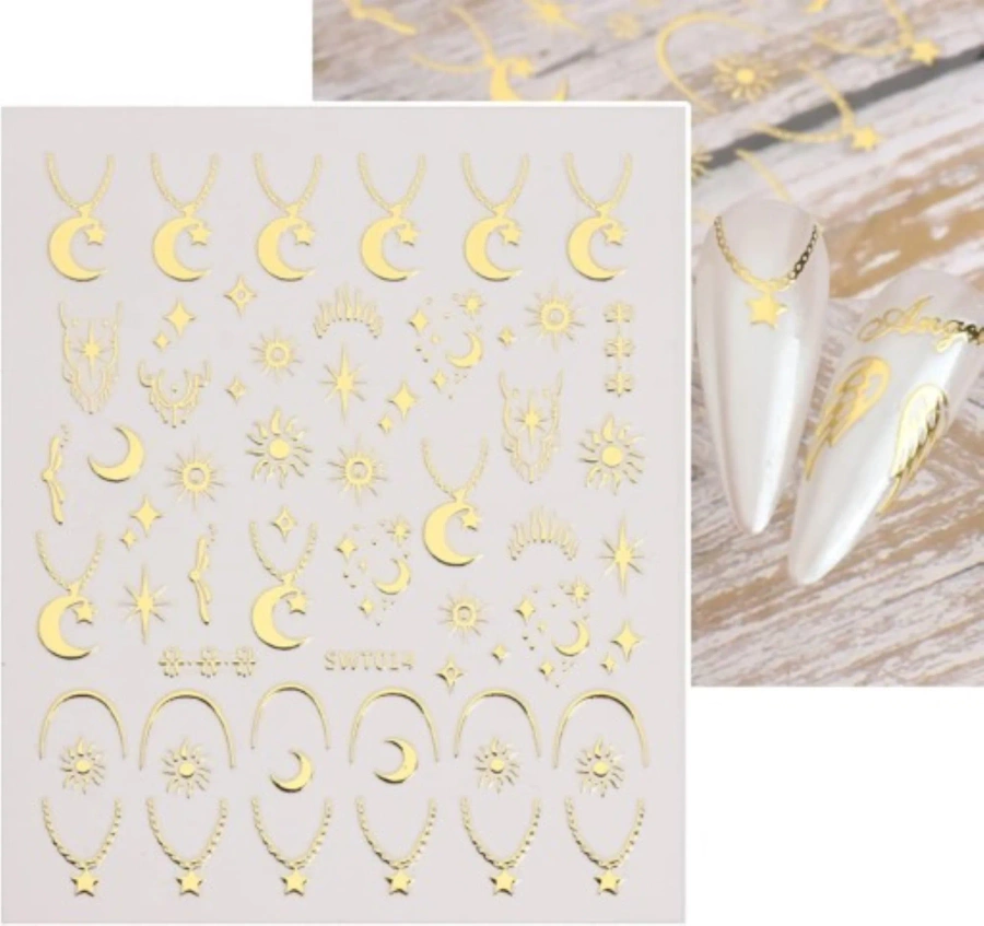 Naklejki 3D na paznokcie księżyce złote SWT - 014