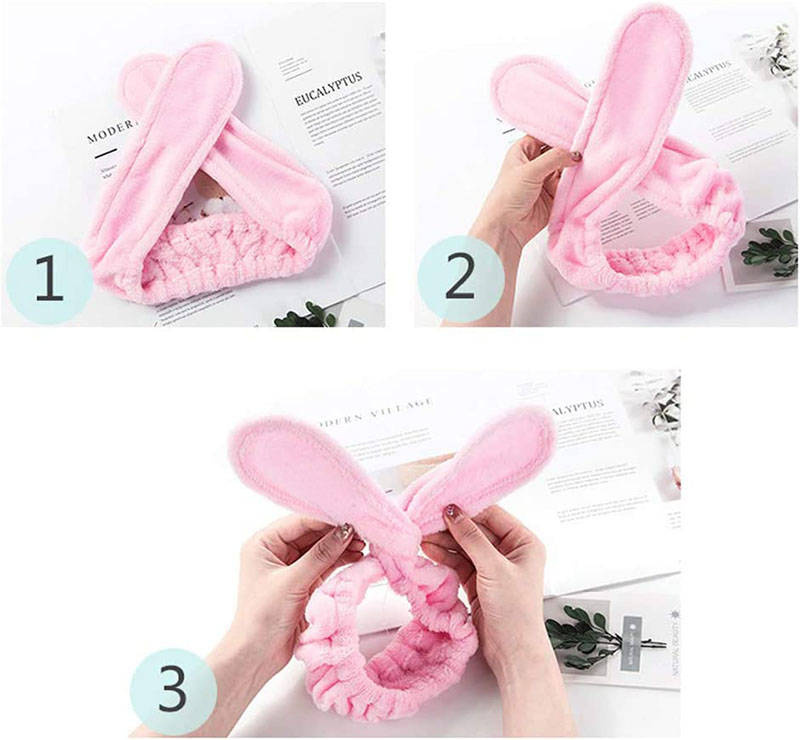 Opaska kosmetyczna do włosów bunny uszy królika różowa