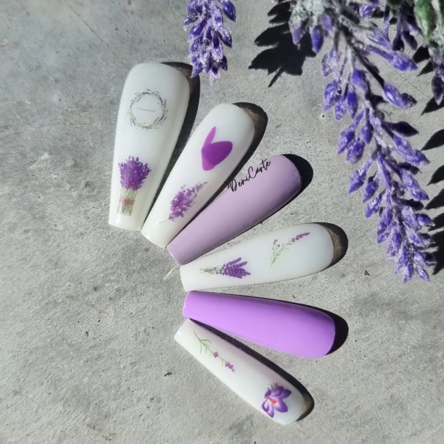 Samoprzylepne naklejki do paznokci lawenda