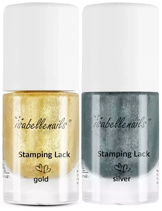 Zestaw do stemplowania paznokci lakiery silver, gold + blaszka