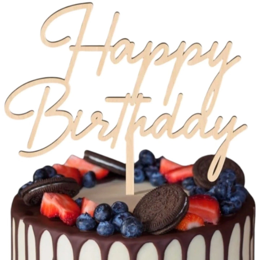 Złoty topper na tort urodzinowy 14 cm