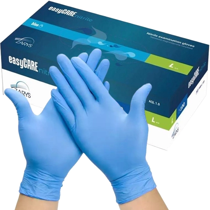 Rękawiczki nitrylowe jednorazowe niebieskie - rozmiar L