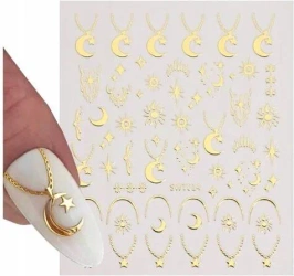 Naklejki 3D na paznokcie księżyce złote SWT - 014