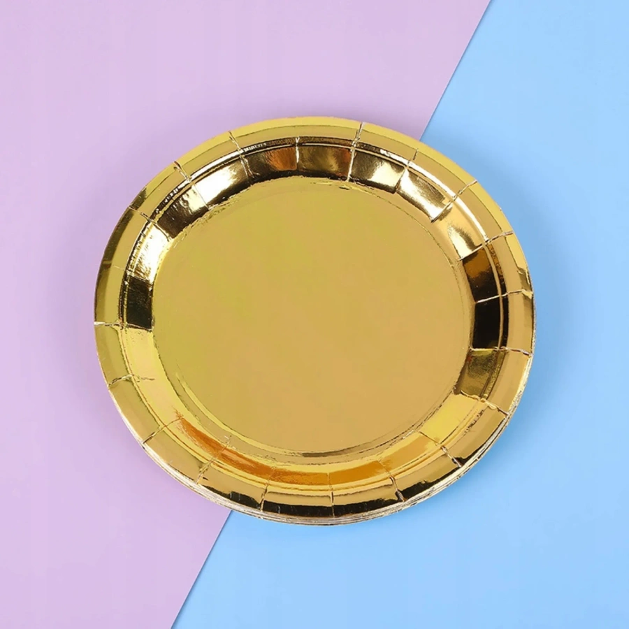 Talerze papierowe jednorazowe złote 6 szt.