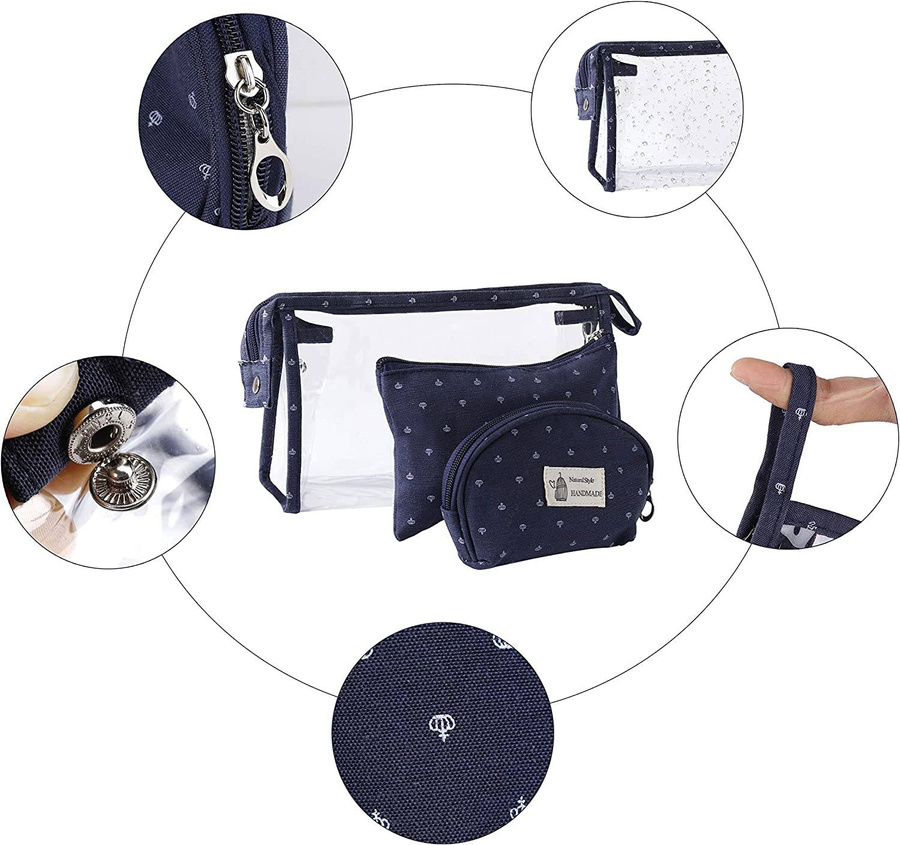 Zestaw trzech kosmetyczek Blue