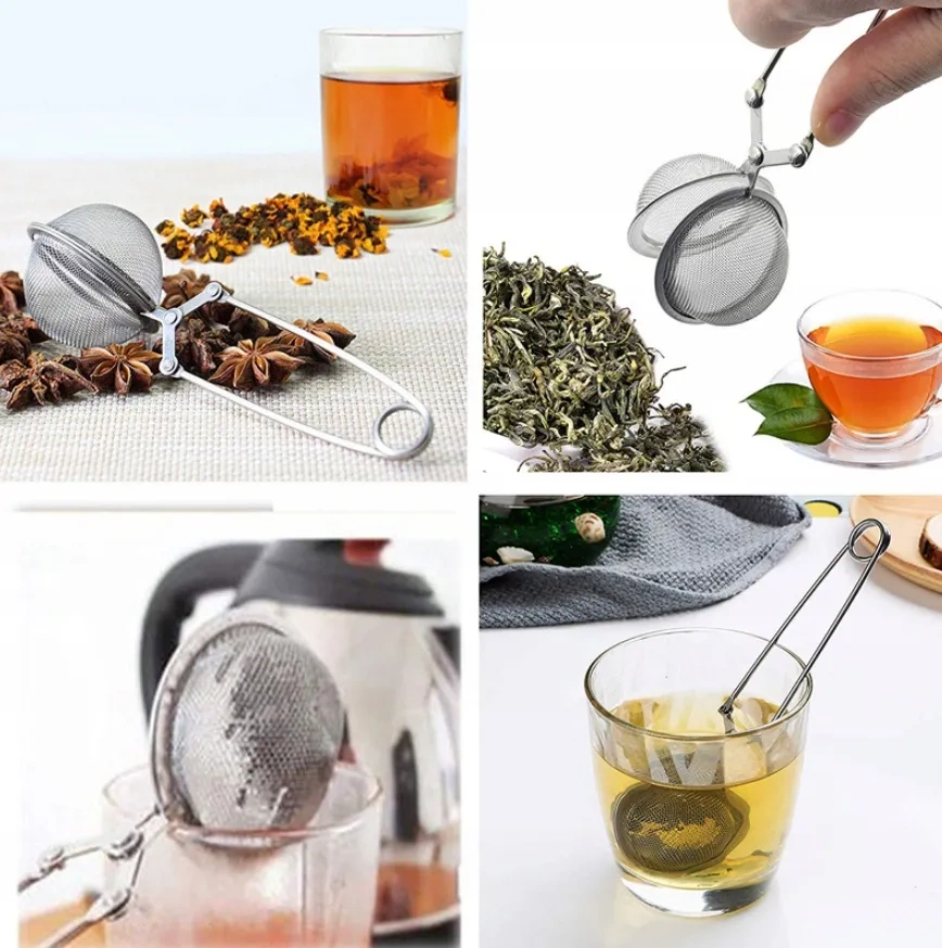 Zaparzacz stalowy do herbaty i ziół z uchwytem