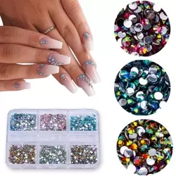 Zestaw ozdób do paznokci cyrkonie 6 kolorów- kasetka