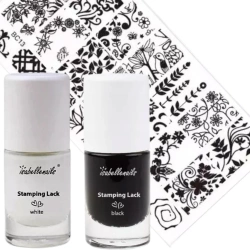 Zestaw do stemplowania paznokci 2 x lakier do stempli + blaszka 