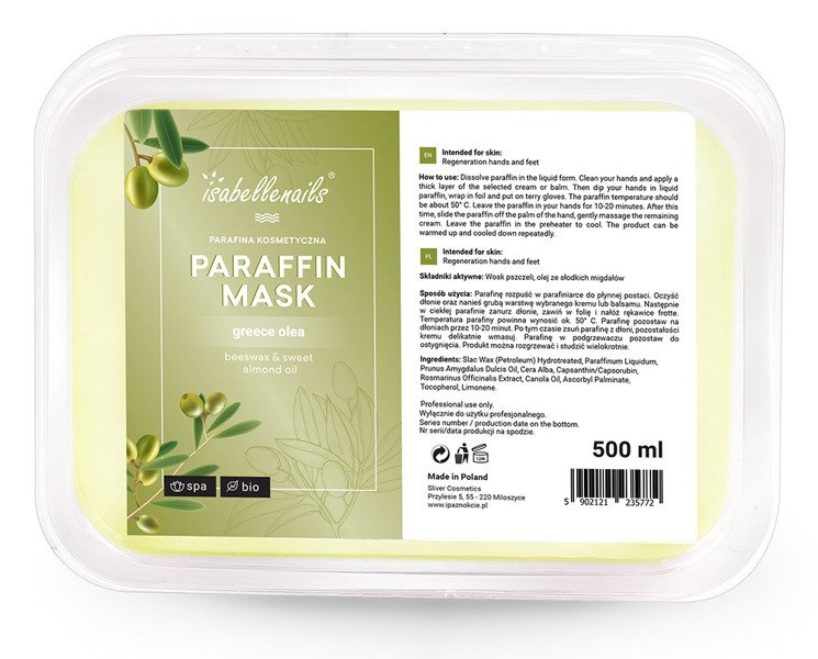 Parafina kosmetyczna isabellenails zielona oliwka 500 ml