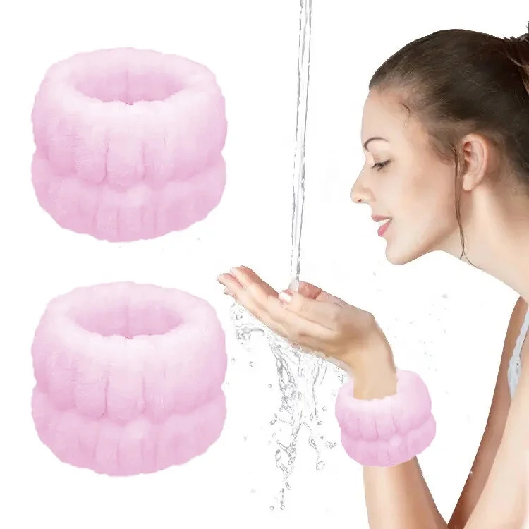 Opaska kosmetyczna na nadgarstki różowa 2 szt.