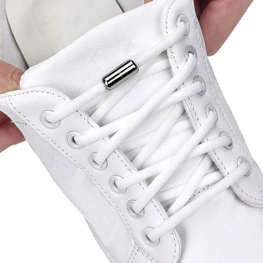 Sznurowadła białe bez wiązania elastyczne samozaciskowe