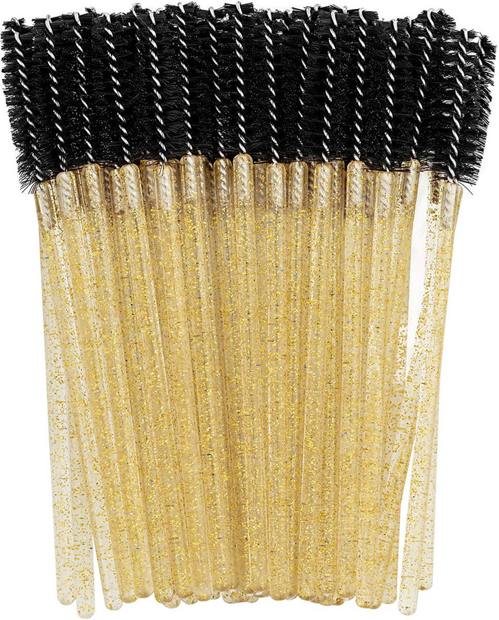 Szczoteczka do rzęs i brwi 50 szt. ze złotym brokatem