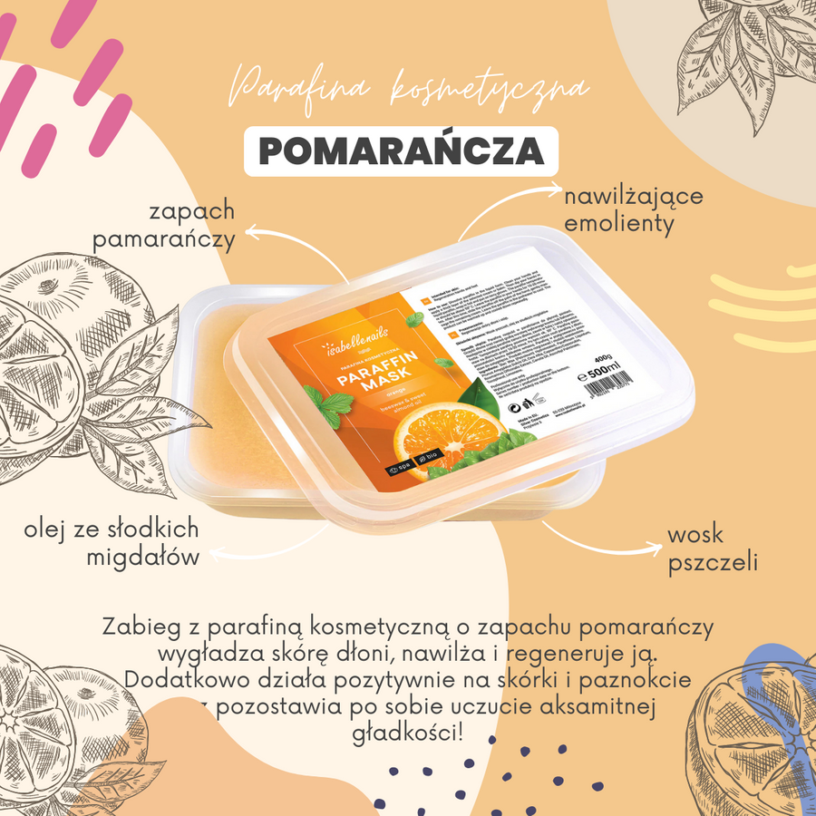 Zestaw 30 x parafina kosmetyczna isabellenails pomarańcza 500 ml